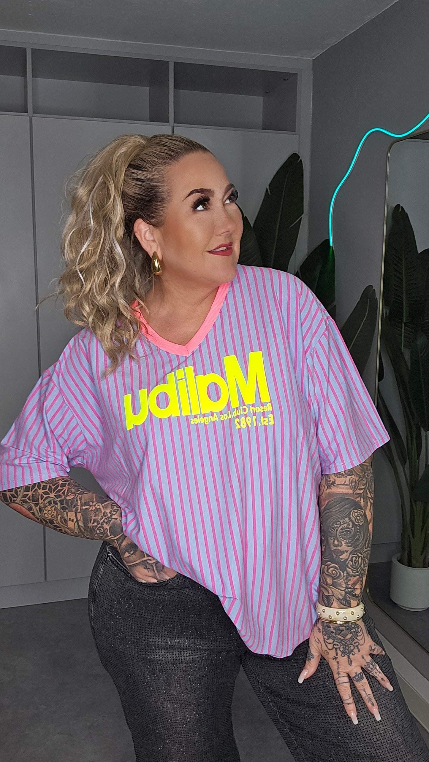 Shirt Malibu Violett Gestreift