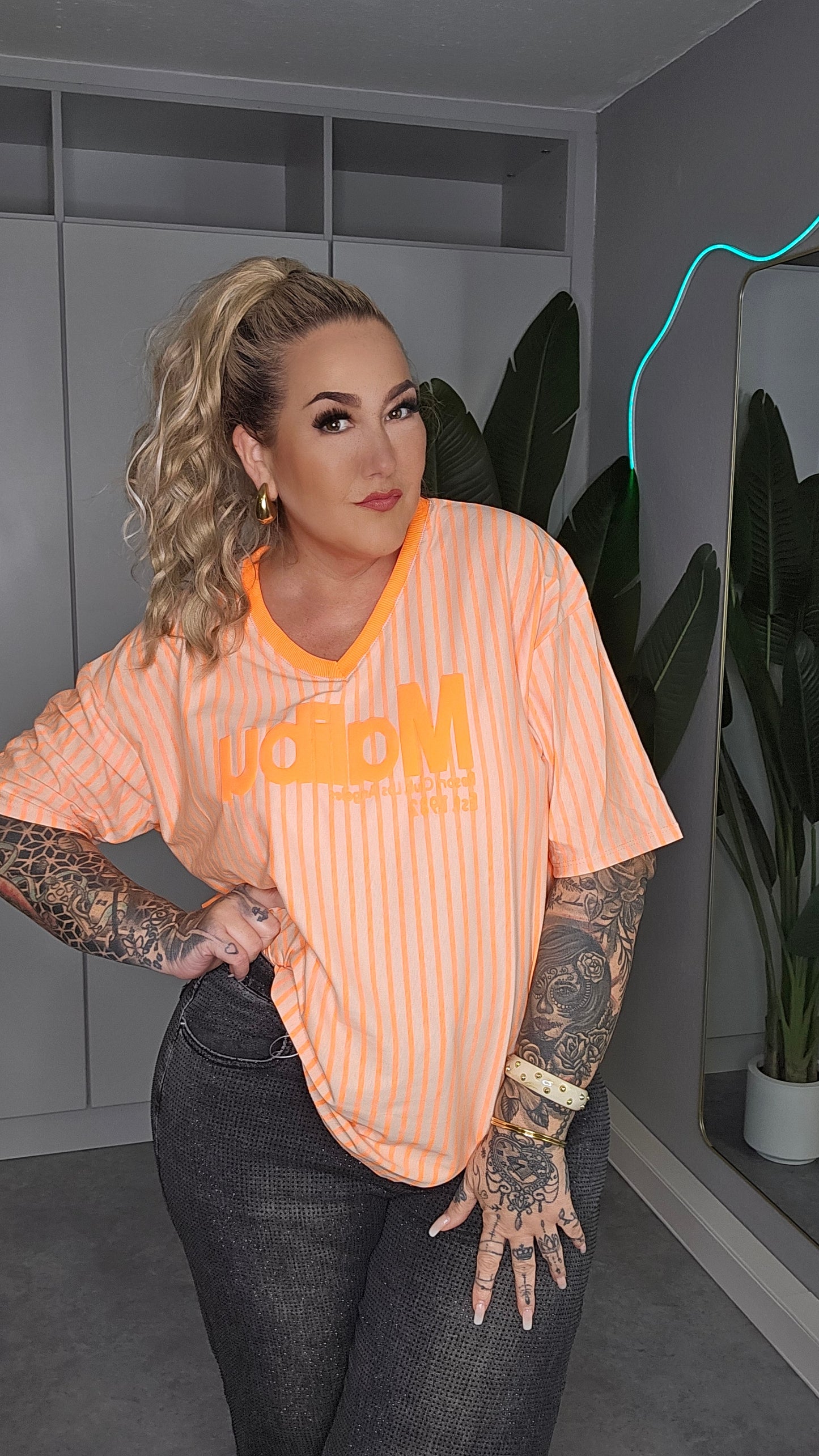 Shirt Malibu Orange Gestreift