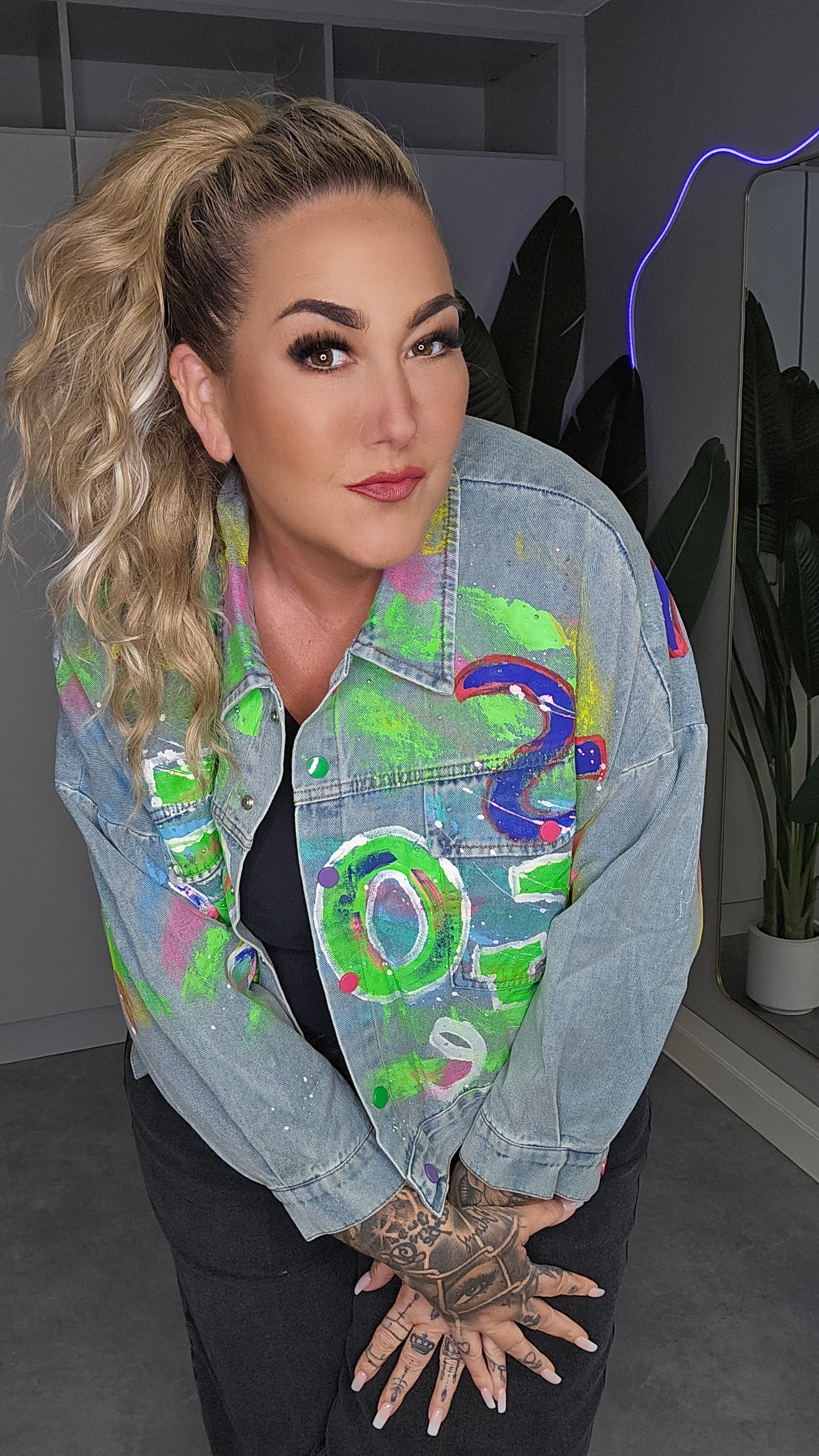 Jeansjacke Paint green