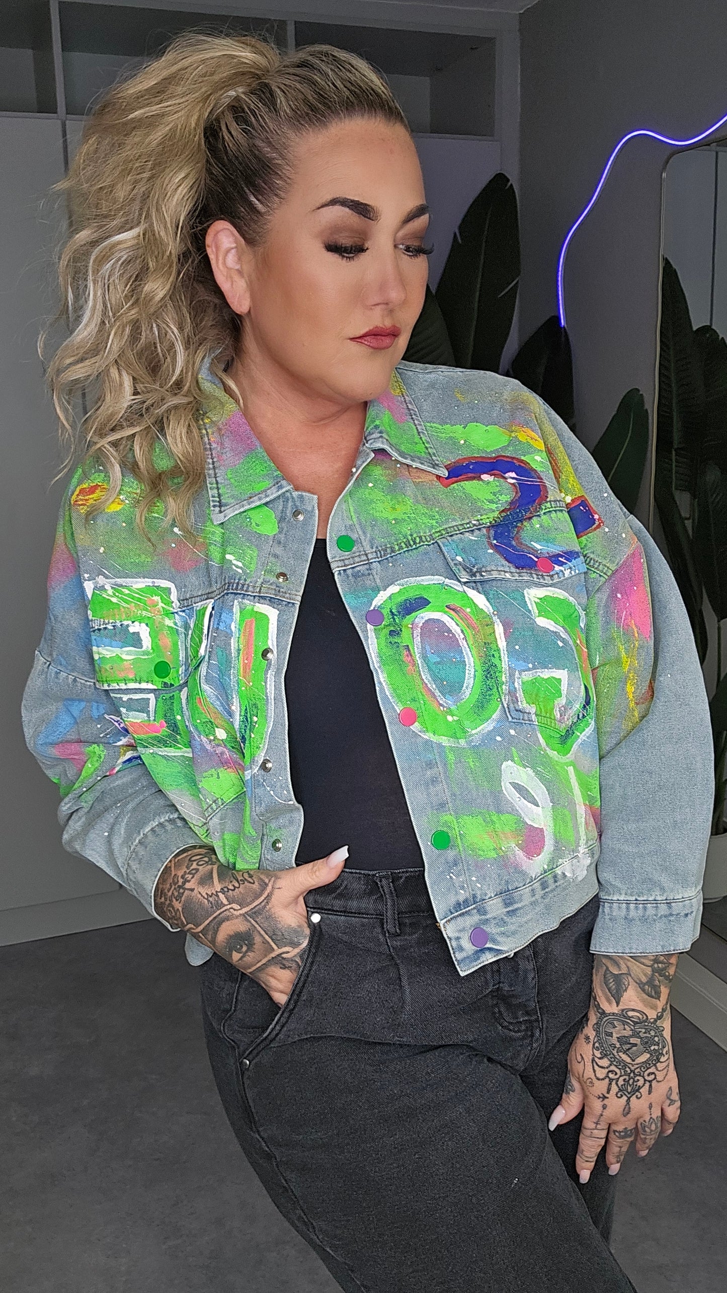 Jeansjacke Paint green