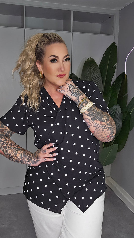 Wickelbluse Dots schwarz