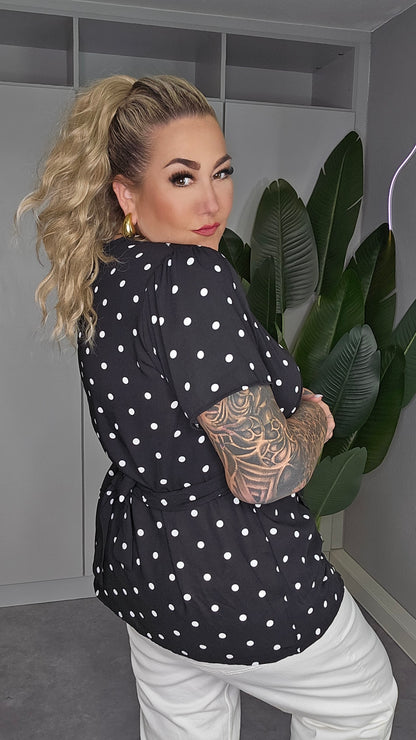 Wickelbluse Dots schwarz