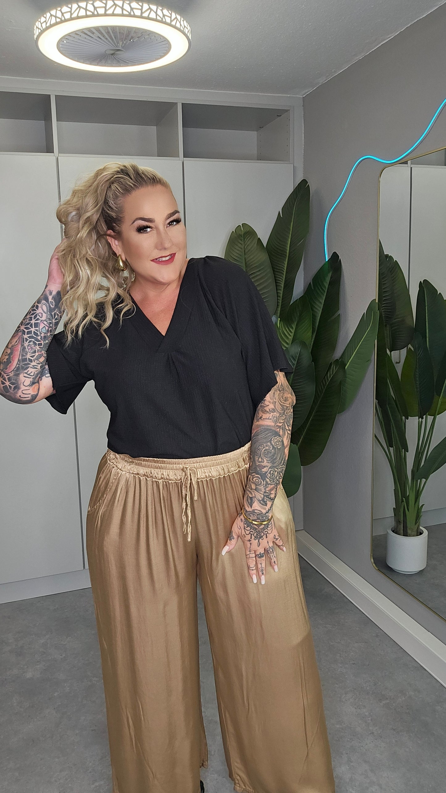 Satin Hose LIV  Beige