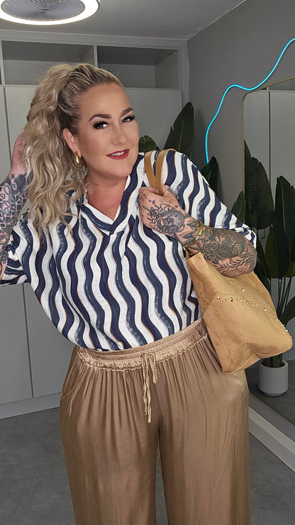Bluse Wellenprint