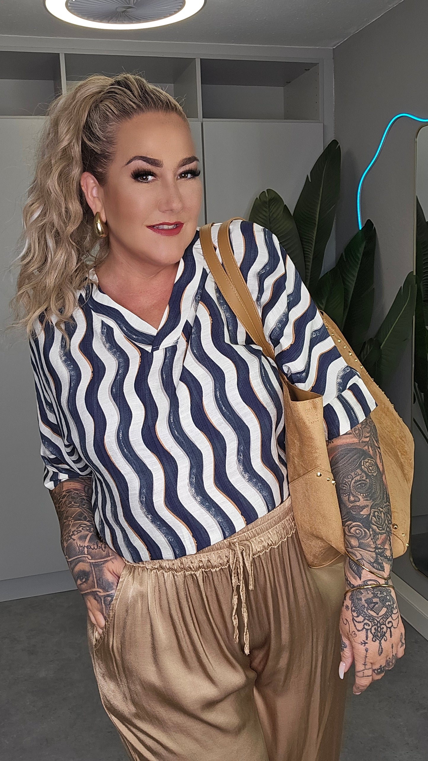 Bluse Wellenprint