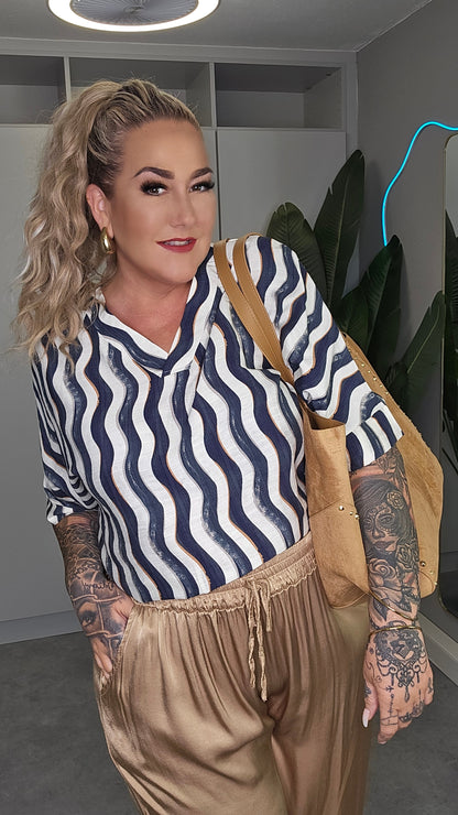 Bluse Wellenprint
