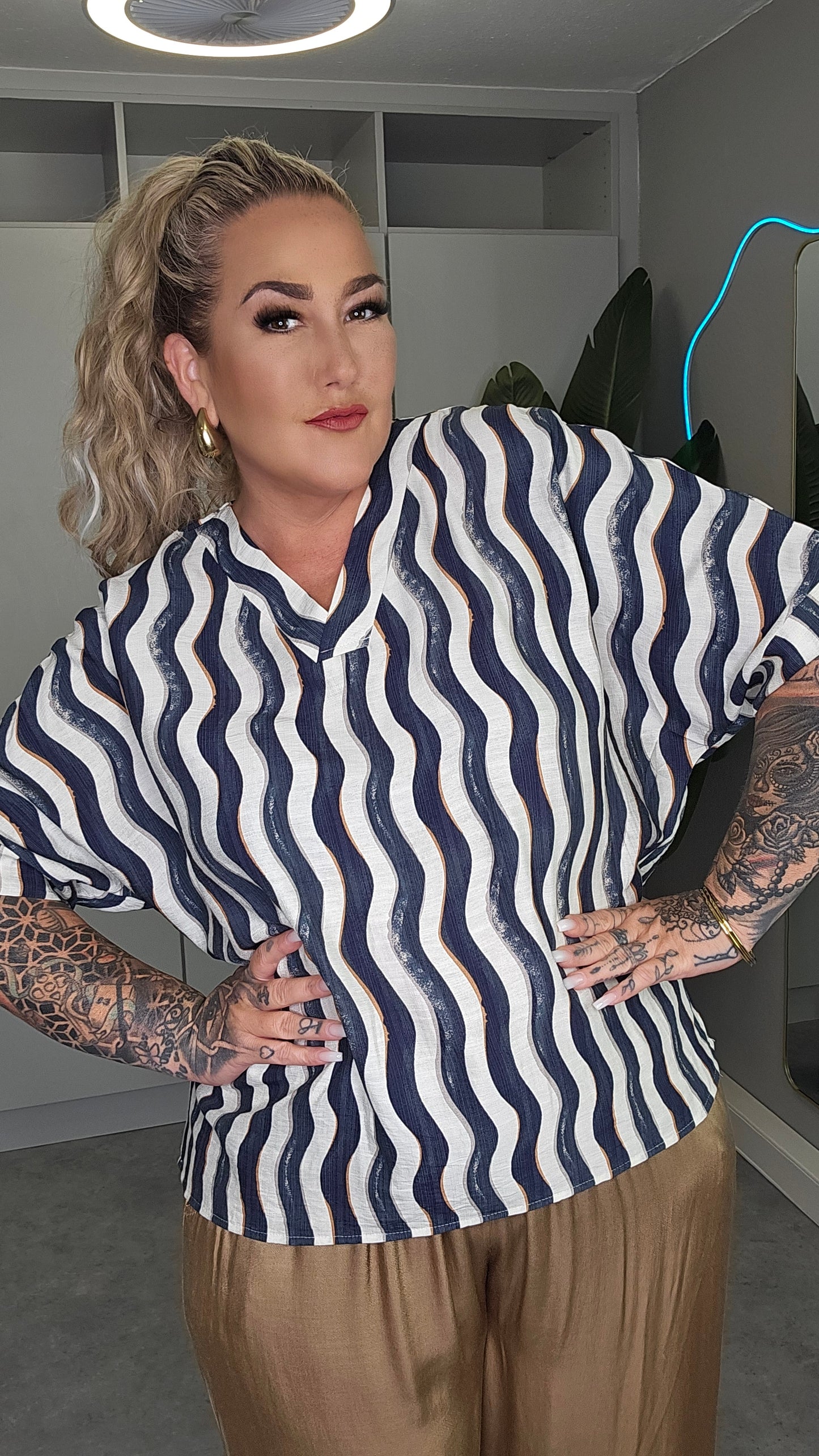 Bluse Wellenprint
