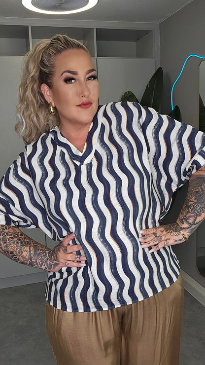 Bluse Wellenprint