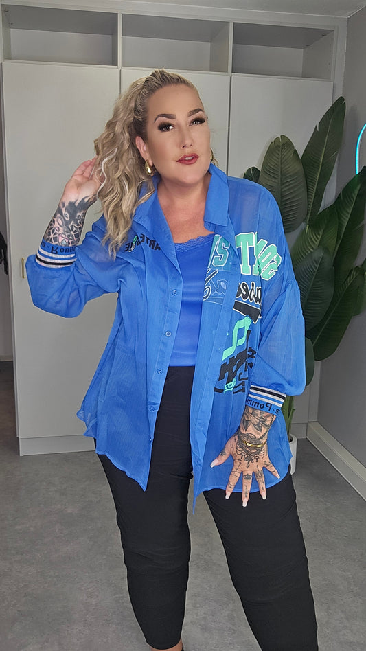 Bluse  Baseball  Blau