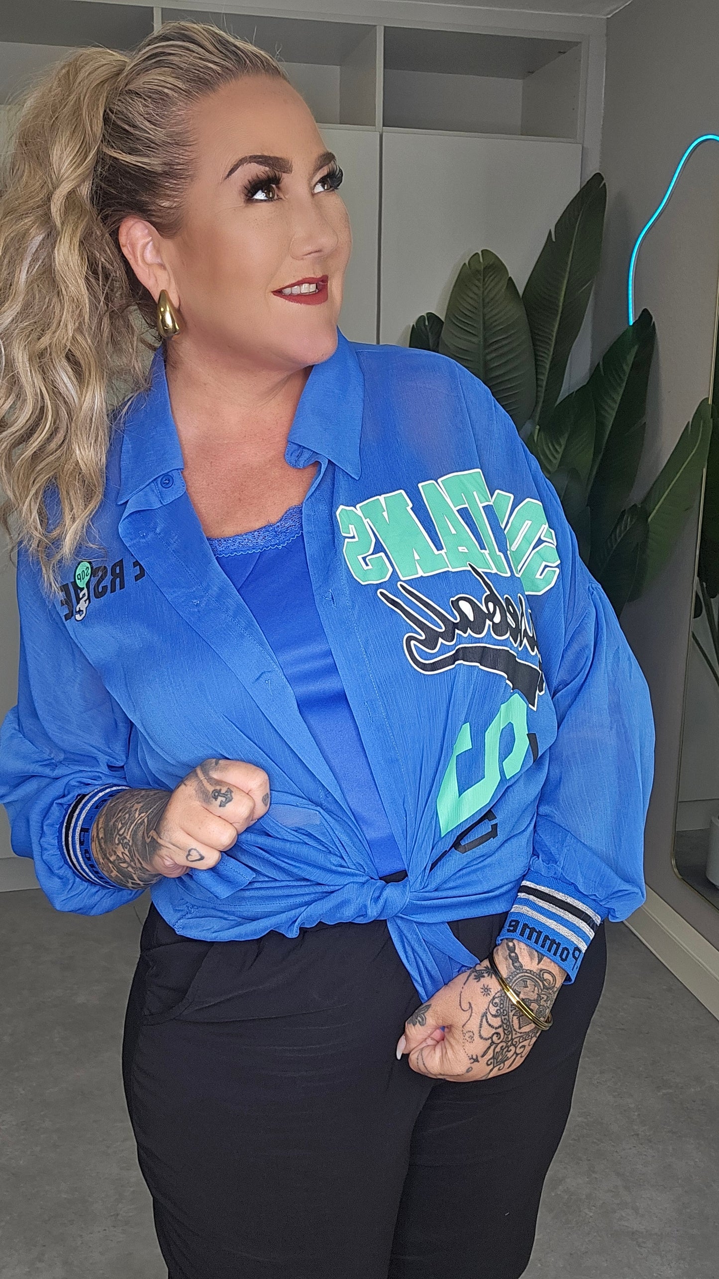Bluse  Baseball  Blau