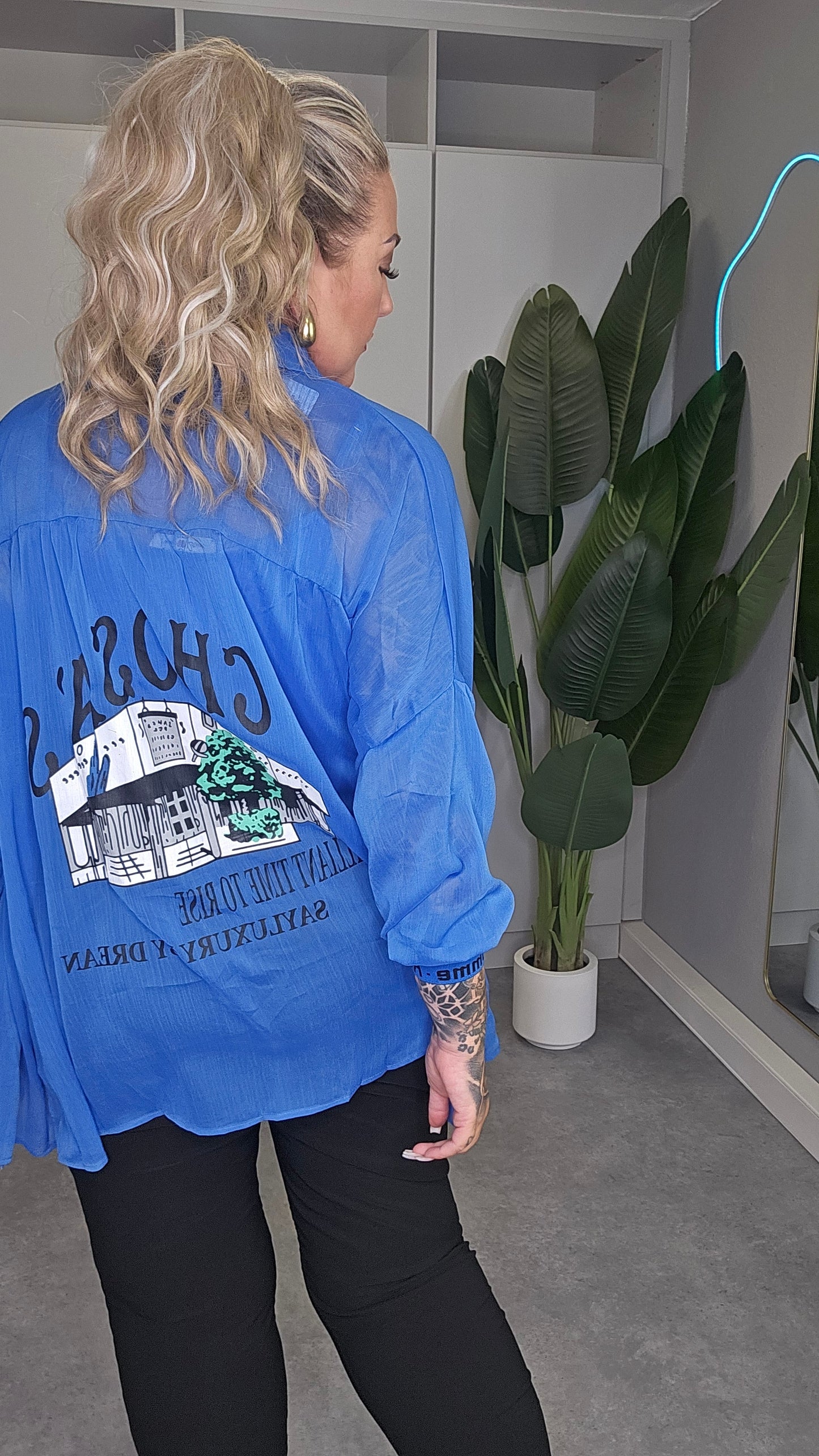 Bluse  Baseball  Blau