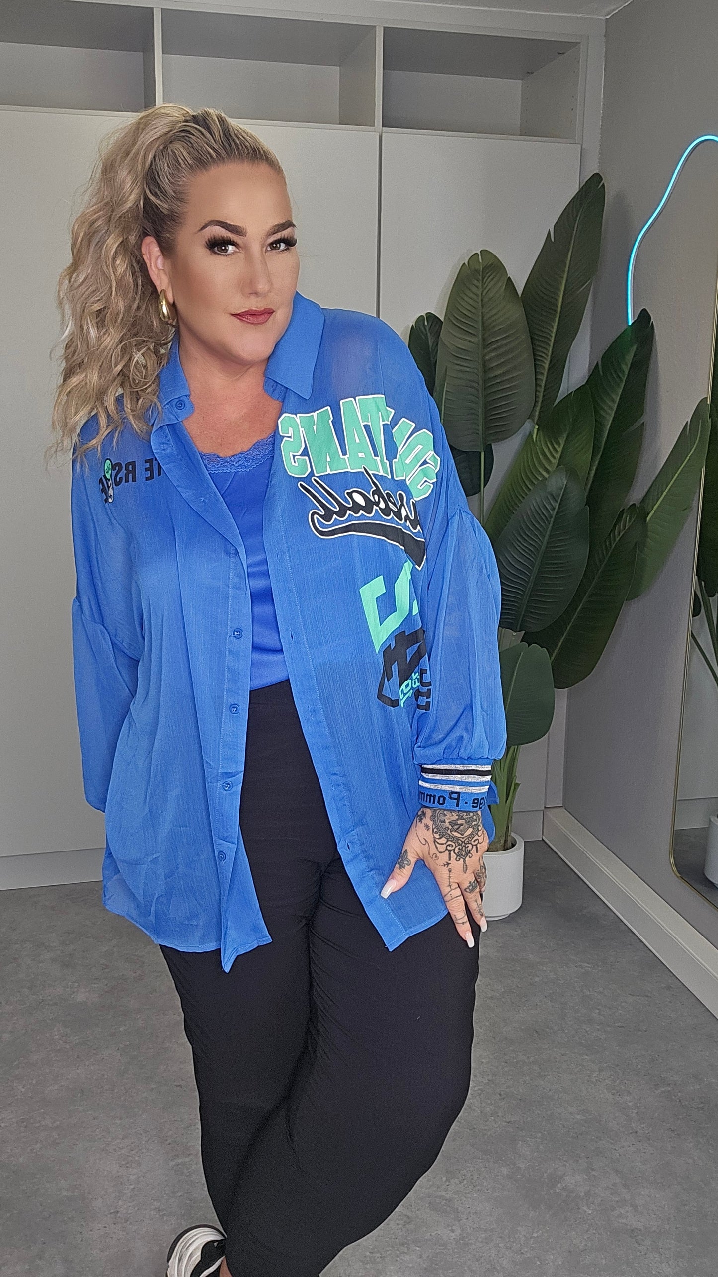 Bluse  Baseball  Blau