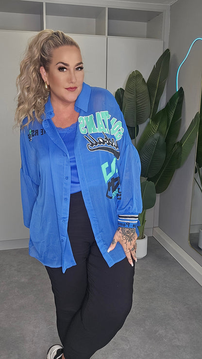Bluse  Baseball  Blau