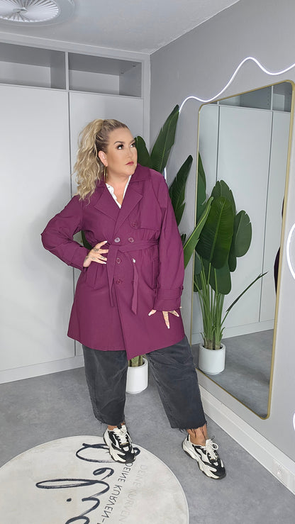 Bordeaux Langer Mantel Plus Size