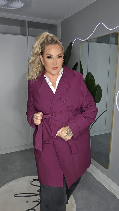 Bordeaux Langer Mantel Plus Size