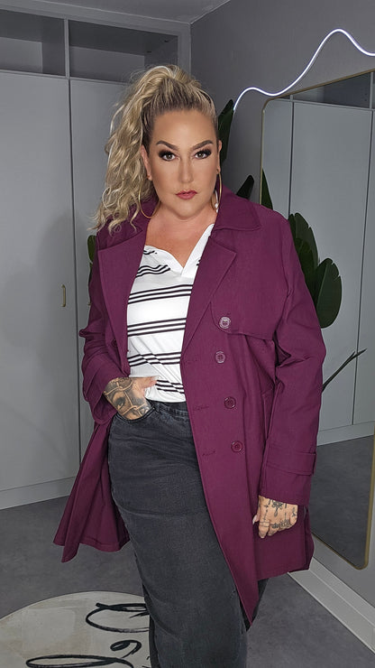 Bordeaux Langer Mantel Plus Size