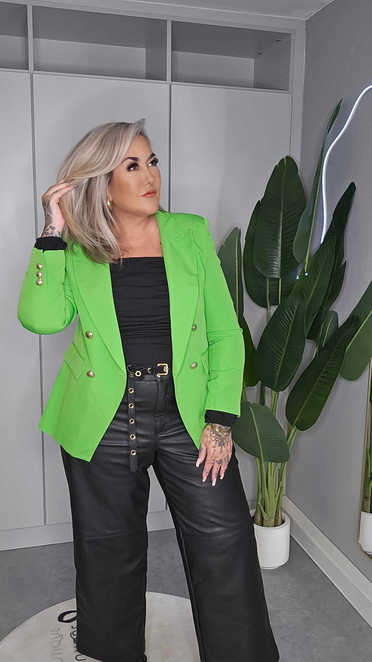 Blazer Plus Size Neongrün