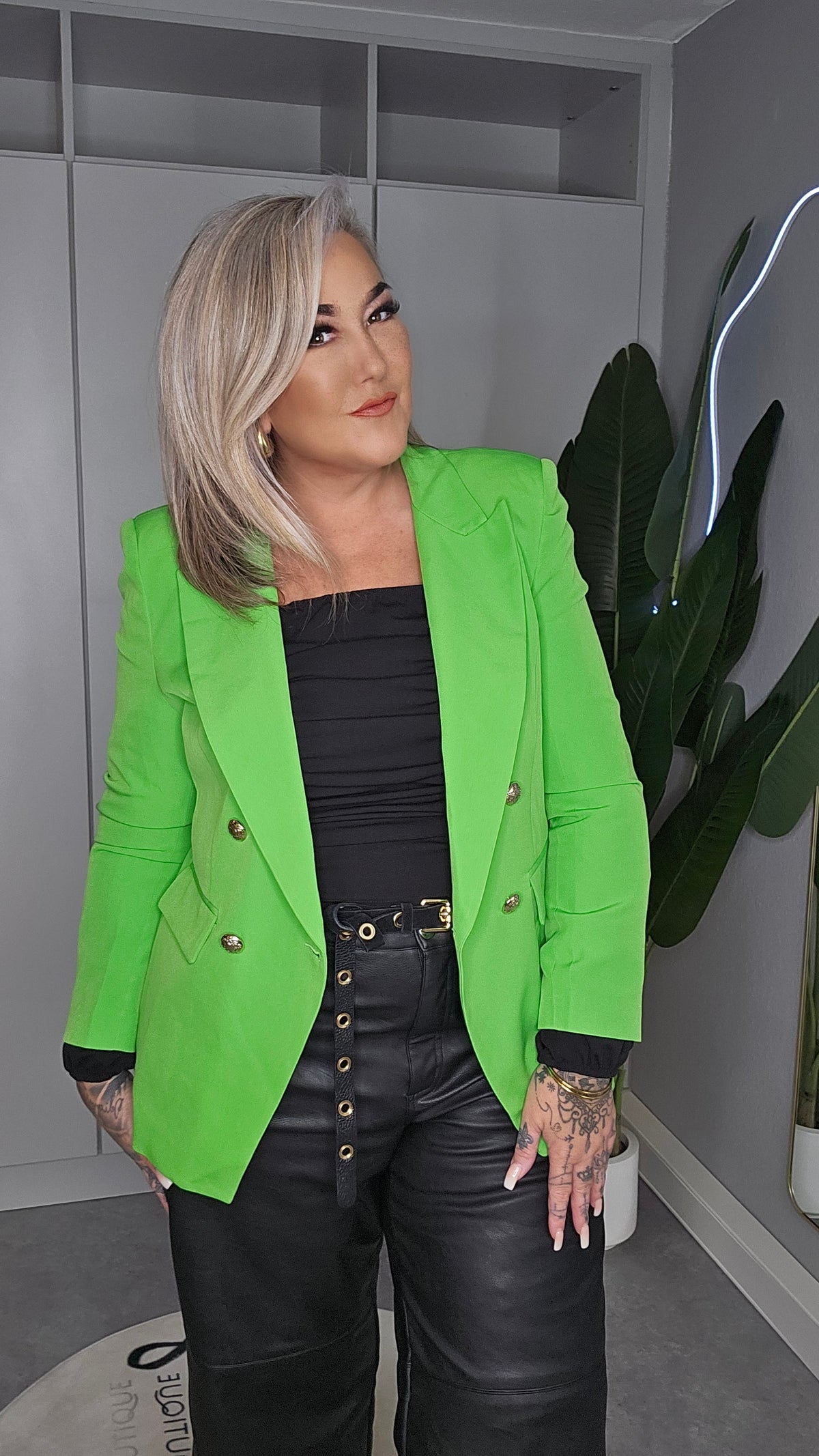 Blazer Plus Size Neongrün