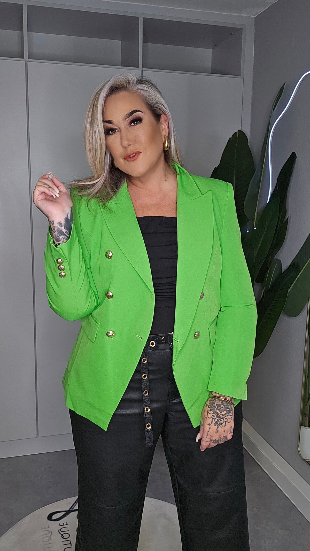 Blazer Plus Size Neongrün