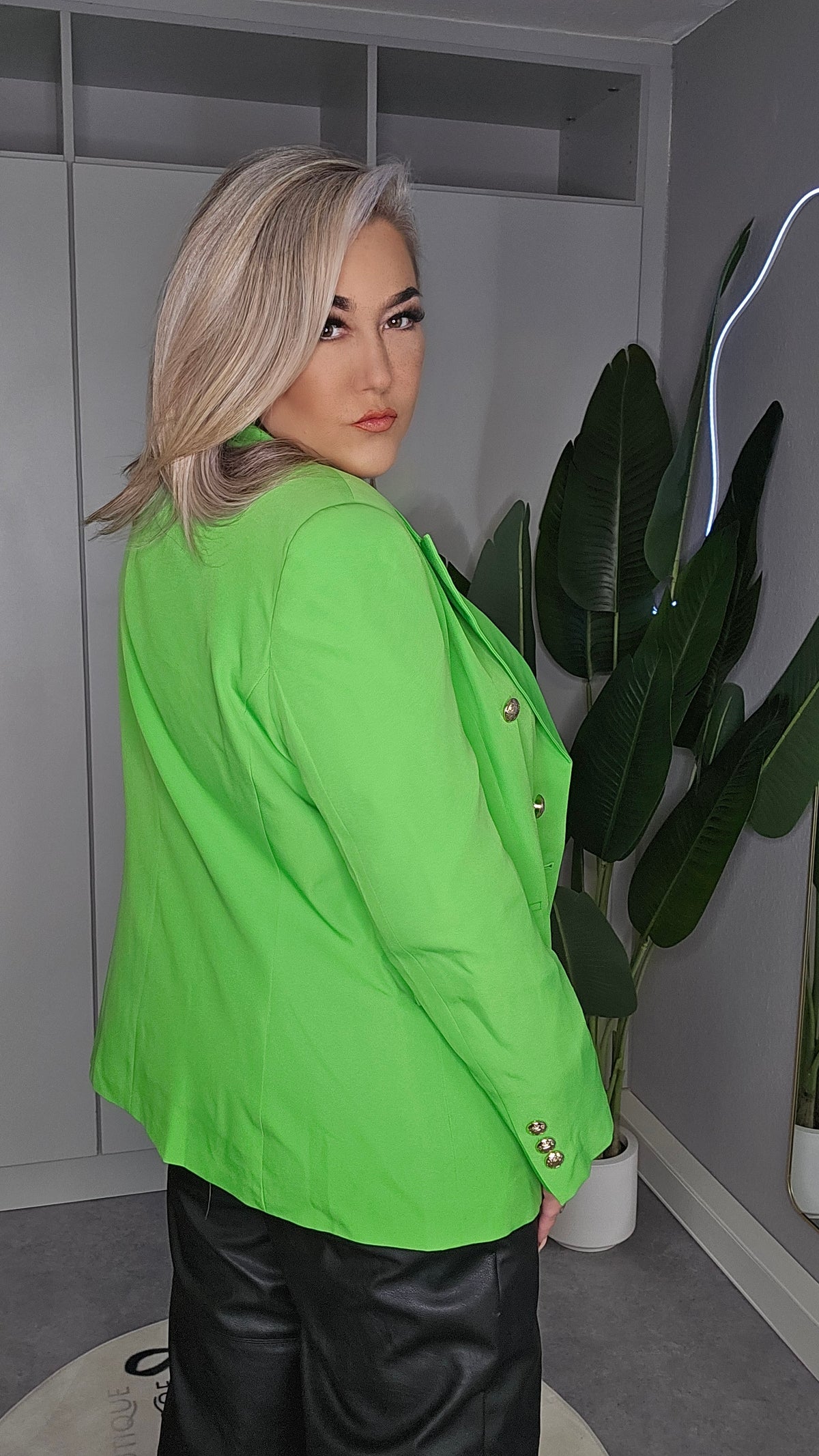 Blazer Plus Size Neongrün