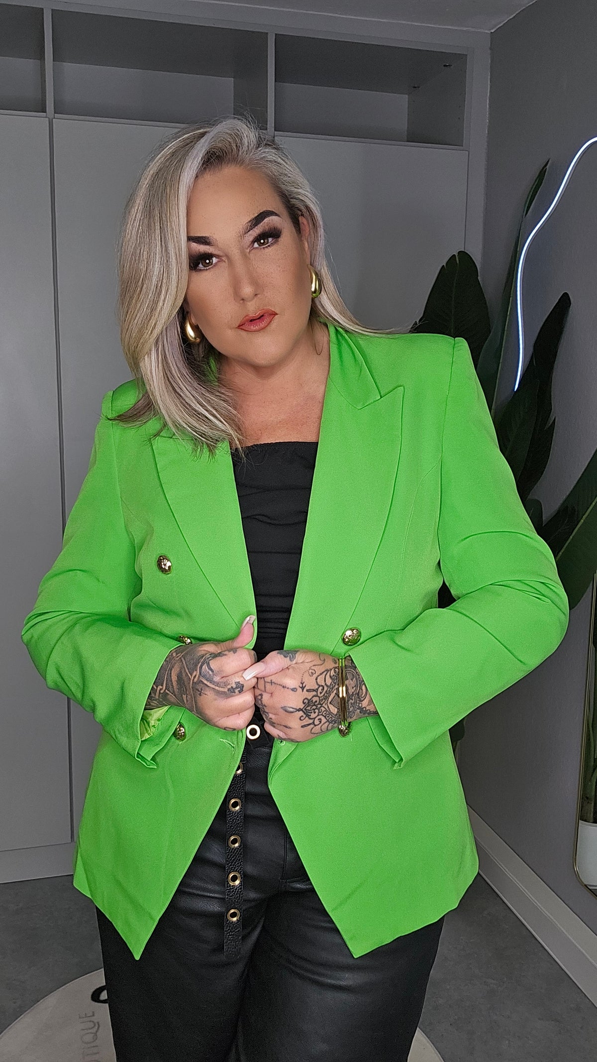 Blazer Plus Size Neongrün