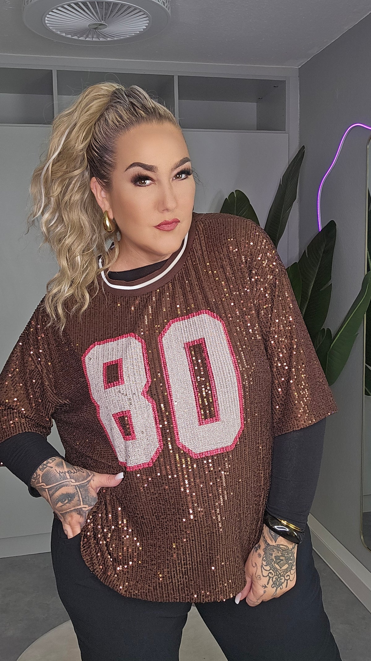 Oversize Pailletten-Top