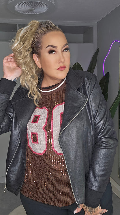 Bikerjacke schwarz Melange