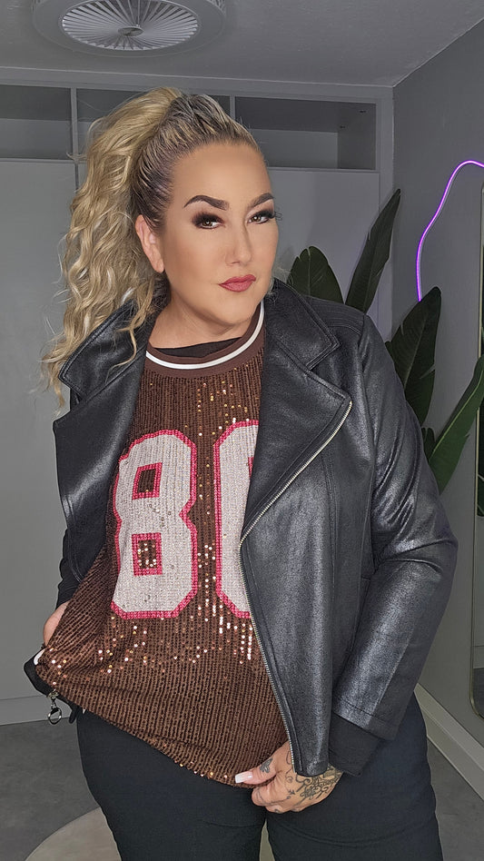 Bikerjacke schwarz Melange