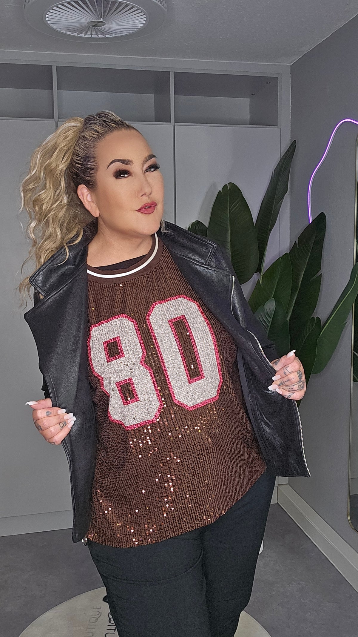 Bikerjacke schwarz Melange