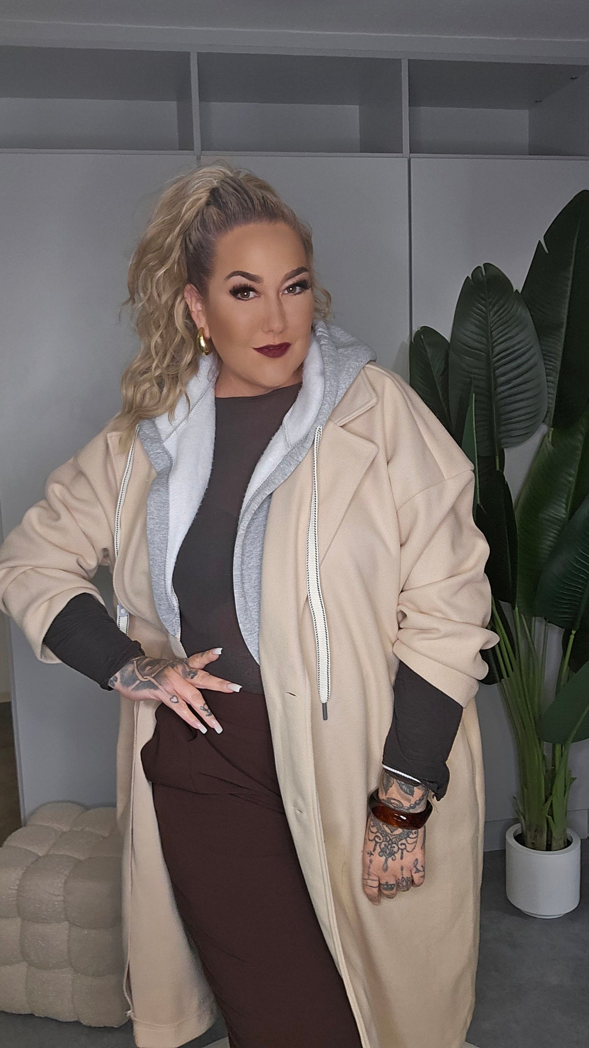 Oversize-Mantel Beige