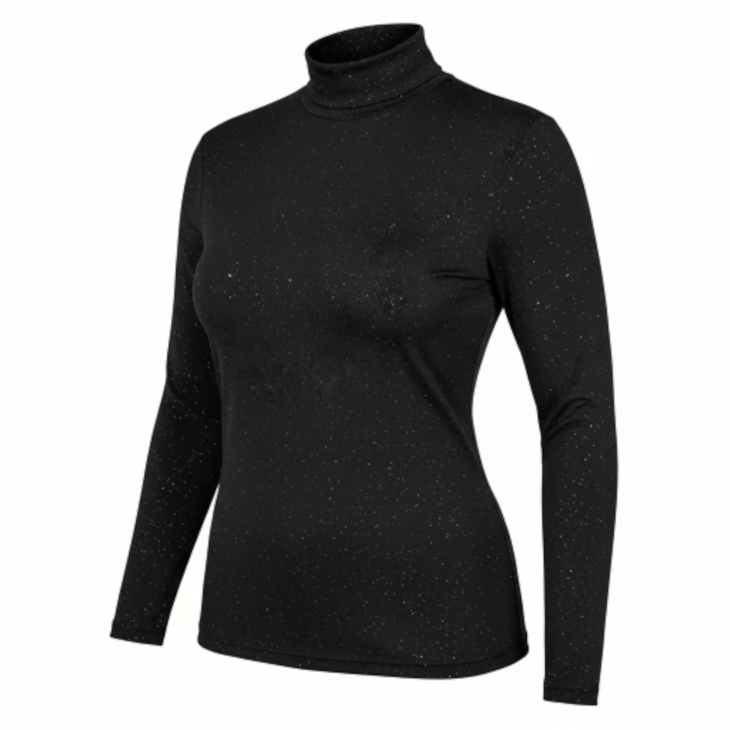 Glitzer-Rollkragenpullover Plus Size - Eleganter Langarm-Pullover in Schwarz