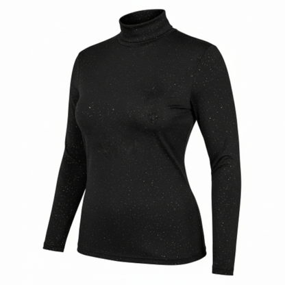 Glitzer-Rollkragenpullover Plus Size - Eleganter Langarm-Pullover in Schwarz