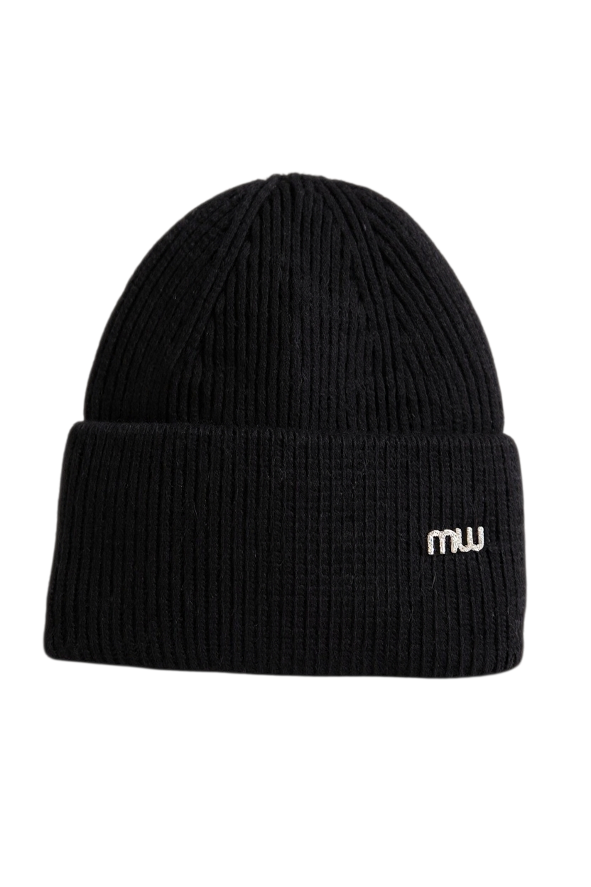 Schwarze Strickmütze "MW"