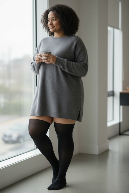 Strumpfhose Overknee-Optik Schwarz