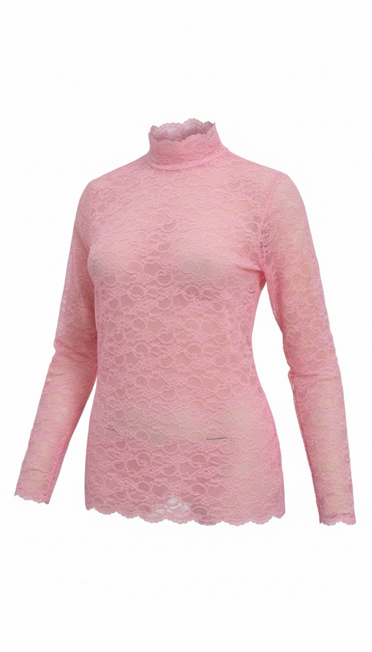 Spitzen Shirt  Milana weiss rosa