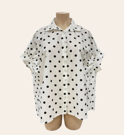 Bluse Punkte weiß schwarz