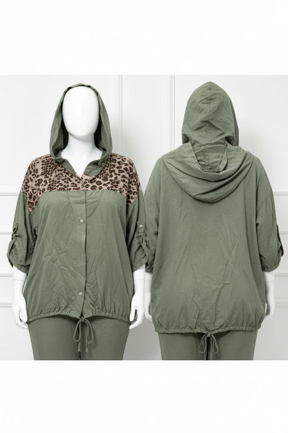 Kapuzenjacke Khaki Leo