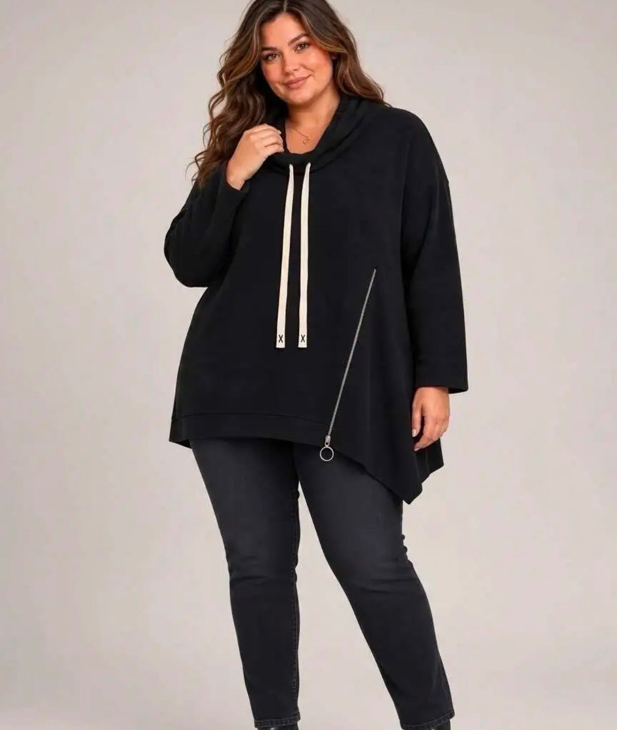 Oversize-Pullover mit zip E&F