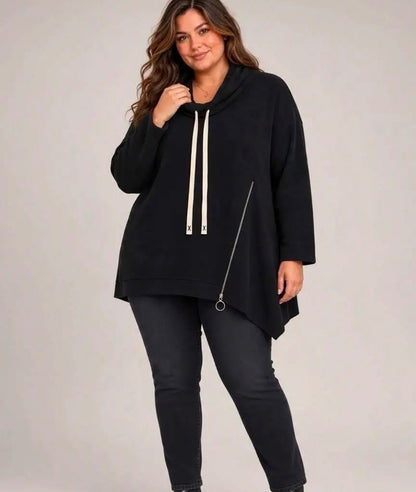 Oversize-Pullover mit zip E&F