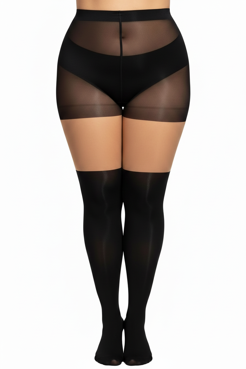 Strumpfhose Overknee-Optik Front deckend